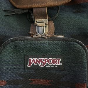 Vintage Jansport Mini Backpack Aztec Red Green Leather  OS